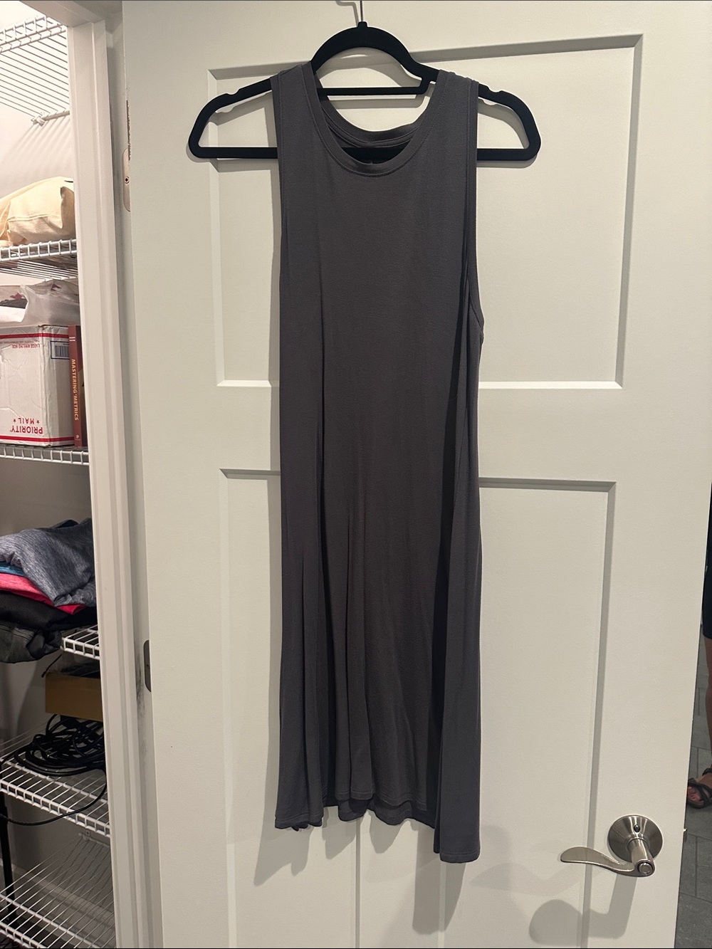 Sleeveless Charcoal Gray Tank Dress - Casual A-Line Dress